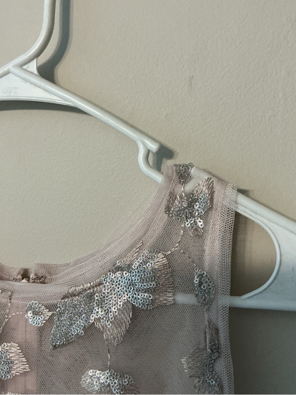 Adrianna Papell Pink W/ Silver Floral Sequin Halter Gown - Picture 6 of 11